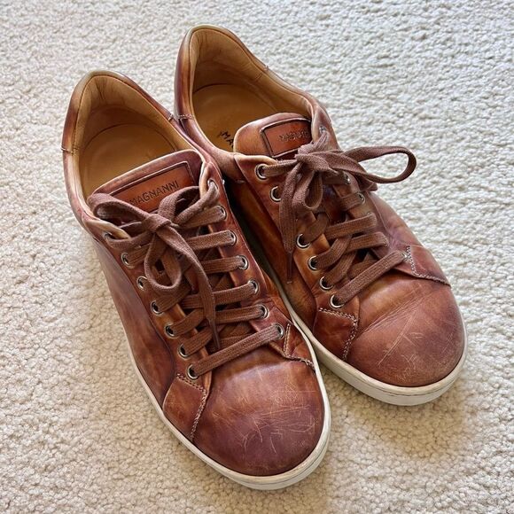 Magnanni Brown Leather Sneakers Size 7 - Picture 8 of 10